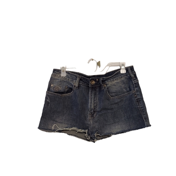 Buffalo David Bitton Pants - Y2K High Waisted Denim Mom Shorts 32 Festival Western Cowgirl Boho Frayed Hem